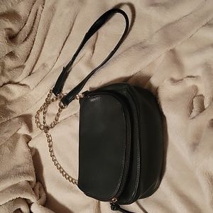 Forever 21 Leather black crossbody w/ silver chain